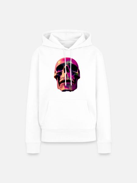 Totenschädel in pink - Frauen Premium Bio Hoodie - Weiß