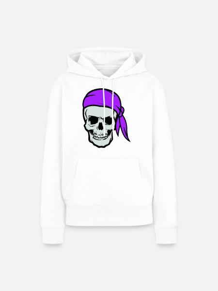 skull pirat - Frauen Premium Bio Hoodie - Weiß