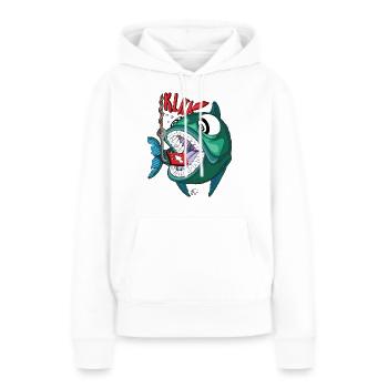 Appât à clics - Sweat à capuche Premium bio Femme - blanc - Devant - Julia (174cm)
