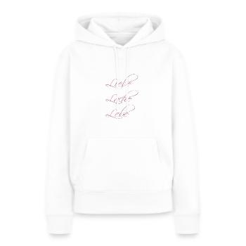 Liebe Lache Lebe - Frauen Premium Bio Hoodie - Weiß - Vorne - Julia (174cm)