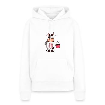 Vaches vache - Sweat à capuche Premium bio Femme - blanc - Devant - Julia (174cm)