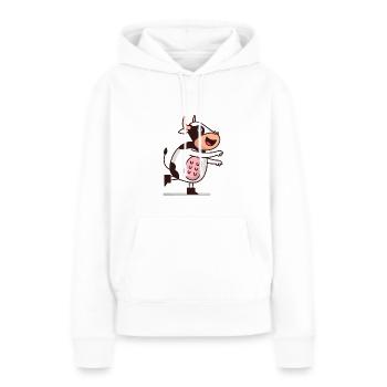 Vaches vache - Sweat à capuche Premium bio Femme - blanc - Devant - Julia (174cm)