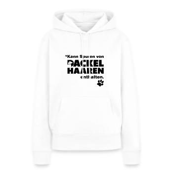 Kann Spuren von Dackelhaaren enthalten - Frauen Premium Bio Hoodie - Weiß - Vorne - Julia (174cm)