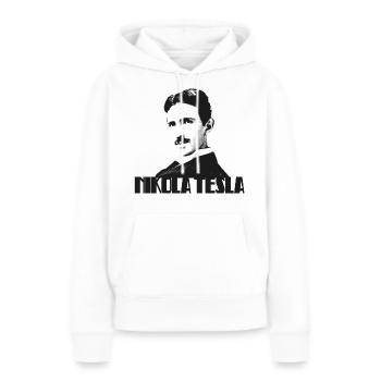 tesla1 - Sweat à capuche Premium bio Femme - blanc - Devant - Julia (174cm)