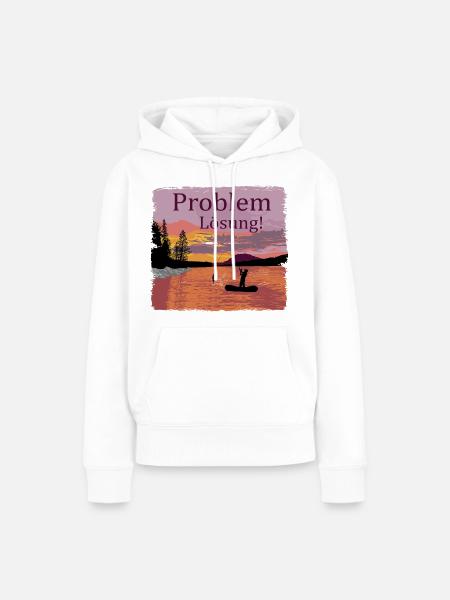Problem Lösung Angeln - Frauen Premium Bio Hoodie - Weiß