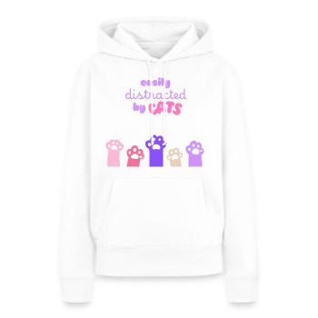 Easily Distracted by Cats – Funny Design - Women’s Premium Organic Hoodie - white - Front - Julia (174cm)