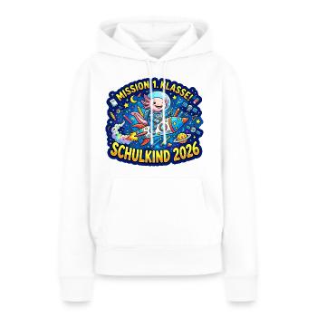 Mission 1. Klasse Schulkind 2026 - Frauen Premium Bio Hoodie - Weiß - Vorne - Julia (174cm)