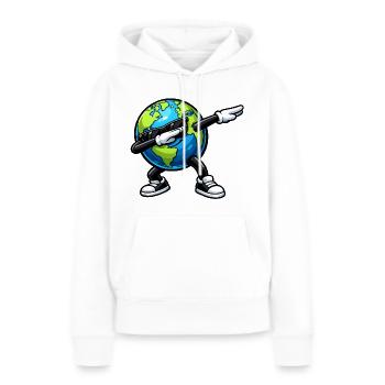 Tasser la terre - Sweat à capuche Premium bio Femme - blanc - Devant - Julia (174cm)