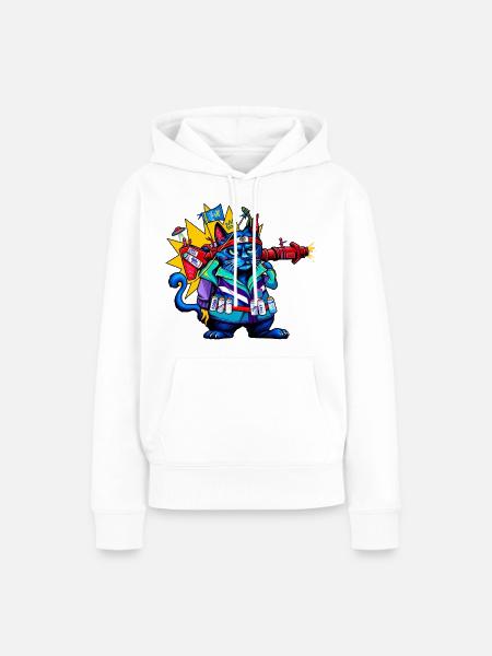 Kosmischer Katzen-Ranger - Frauen Premium Bio Hoodie - Weiß
