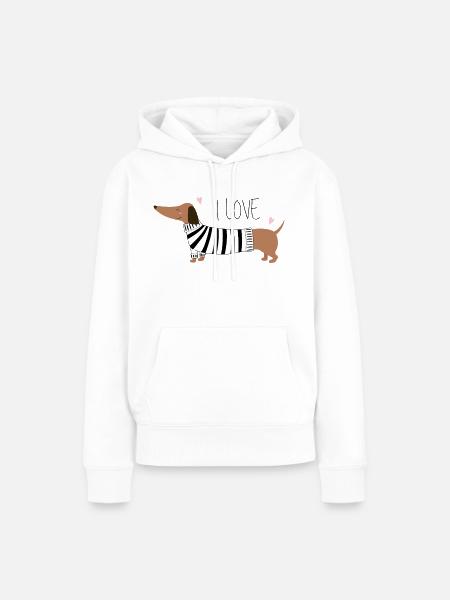 I love Dackel - Frauen Premium Bio Hoodie - Weiß