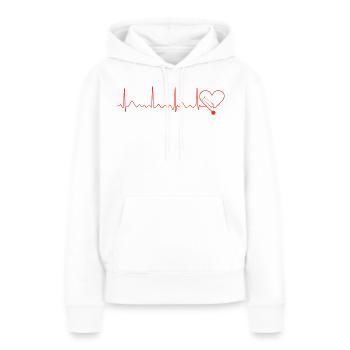 Conception du battement cardiaque avec stéthoscope - Sweat à capuche Premium bio Femme - blanc - Devant - Julia (174cm)