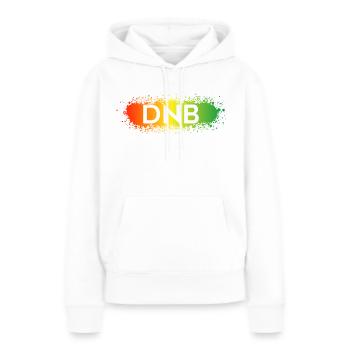 DNB Splat - Drum n Bass Junglist Rouge Jaune Vert - Sweat à capuche Premium bio Femme - blanc - Devant - Julia (174cm)