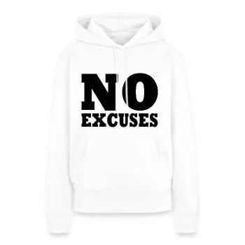 No excuses - Sweat à capuche Premium bio Femme - blanc - Devant - Julia (174cm)