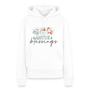 Bénédictions hivernales - Sweat à capuche Premium bio Femme - blanc - Devant - Julia (174cm)