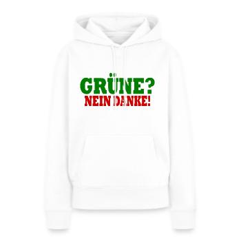 grüne nein danke - Frauen Premium Bio Hoodie - Weiß - Vorne - Julia (174cm)