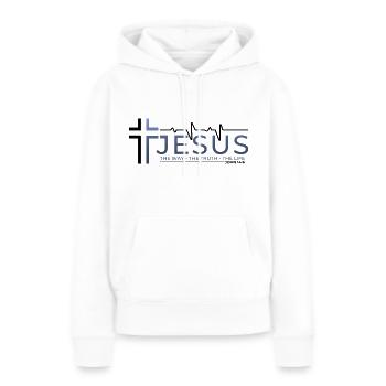Jesus Christus Bibelvers Weg Wahrheit Leben Christ - Frauen Premium Bio Hoodie - Weiß - Vorne - Julia (174cm)