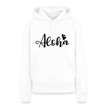 Aloha - Sweat à capuche Premium bio Femme - blanc - Devant - Julia (174cm)