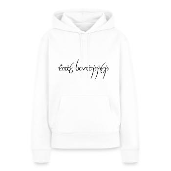Mae Govannen - elbisch - Frauen Premium Bio Hoodie - Weiß - Vorne - Julia (174cm)