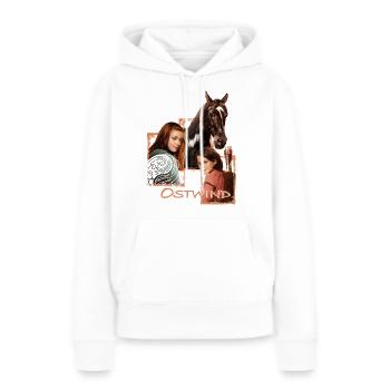 Ostwind Aris Ankunft Mika, Ari und Ostwind - Frauen Premium Bio Hoodie - Weiß - Vorne - Julia (174cm)