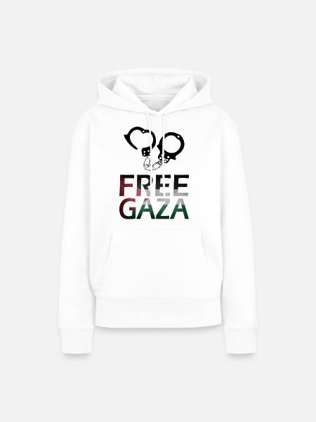 handschellen palastine free gaza geschenkidee - Frauen Premium Bio Hoodie - Weiß