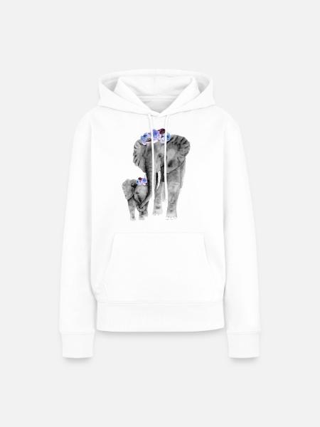Mutter und Tochter Elefant - Frauen Premium Bio Hoodie - Weiß