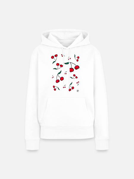 *BAM* be_cherry - Frauen Premium Bio Hoodie - Weiß