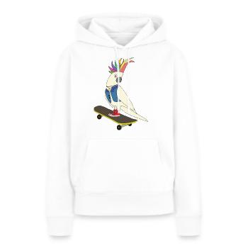 Kakadu auf Skateboard - Frauen Premium Bio Hoodie - Weiß - Vorne - Julia (174cm)