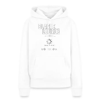 Blague lourde en cours… - Sweat à capuche Premium bio Femme - blanc - Devant - Julia (174cm)