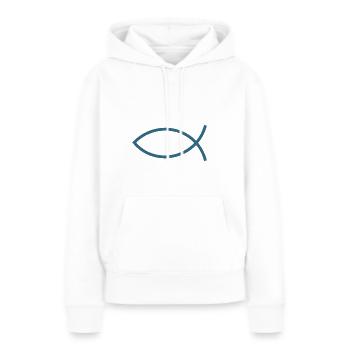 Jésus poisson Ichthys poisson poisson poisson - Sweat à capuche Premium bio Femme - blanc - Devant - Julia (174cm)
