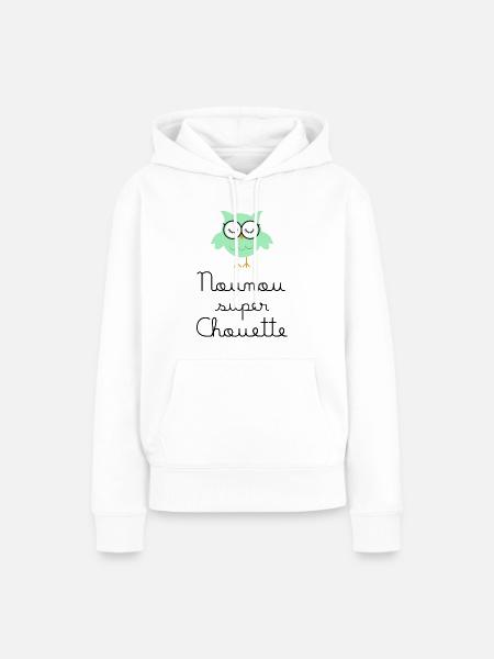 Kindermädchen große Eule - Frauen Premium Bio Hoodie - Weiß