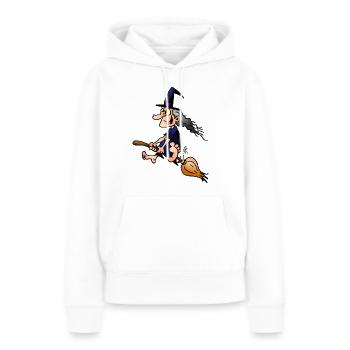 Sorcière sur un balai - Sweat à capuche Premium bio Femme - blanc - Devant - Julia (174cm)