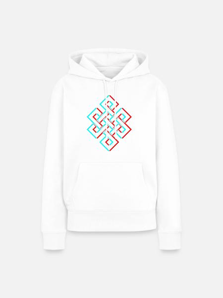 Karma 3D Glitch Anaglyph - Frauen Premium Bio Hoodie - Weiß