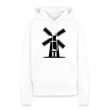 moulin a vent - Sweat à capuche Premium bio Femme - blanc - Devant - Julia (174cm)