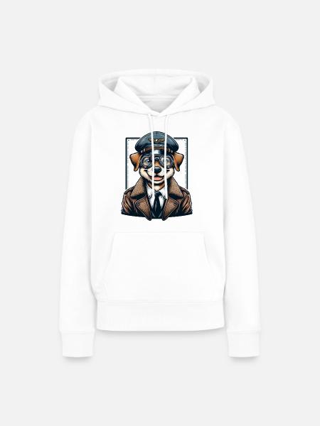 Cute Dog Pilot - Frauen Premium Bio Hoodie - Weiß