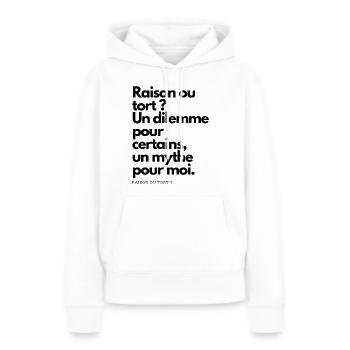 Humour Chic - Sweat à capuche Premium bio Femme - blanc - Devant - Julia (174cm)