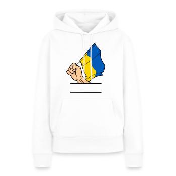Flagge Ukraine faust Textraum - Frauen Premium Bio Hoodie - Weiß - Vorne - Julia (174cm)