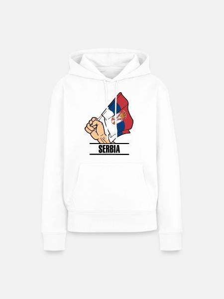 Flagge Serbien erster Text SERBIEN - Frauen Premium Bio Hoodie - Weiß