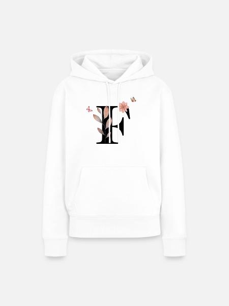 Buchstabe f Wildblumen Aquarelle - Frauen Premium Bio Hoodie - Weiß