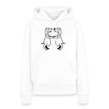2 chiens gros ventre en surpoids dansant ensemble - Sweat à capuche Premium bio Femme - blanc - Devant - Julia (174cm)