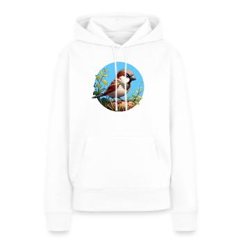 Moineau sur une branche - Sweat à capuche Premium bio Femme - blanc - Devant - Julia (174cm)