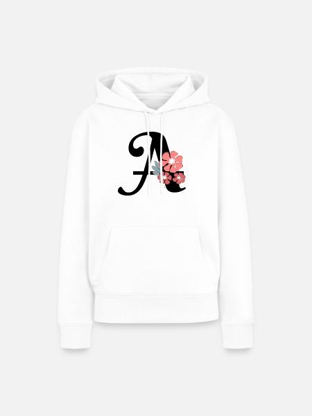 Minimalistischer Blumenbrief - Frauen Premium Bio Hoodie - Weiß