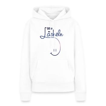 lachen laecheln Geschenk Geschenkidee bitte Smiley - Frauen Premium Bio Hoodie - Weiß - Vorne - Julia (174cm)