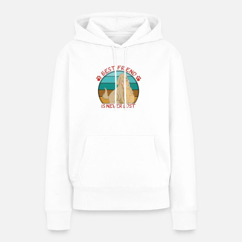 Chat et chien mignons - Sweat à capuche Premium bio Femme - blanc