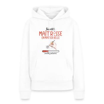 Métier Bientôt Maîtresse En Maternelle En Cours - Sweat à capuche Premium bio Femme - blanc - Devant - Julia (174cm)