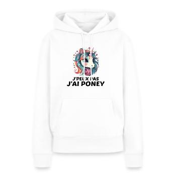 J'peux pas J'ai Poney - Sweat à capuche Premium bio Femme - blanc - Devant - Julia (174cm)
