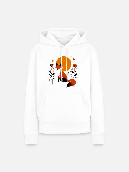 Retro Fuchs mit Blumen - Frauen Premium Bio Hoodie - Weiß