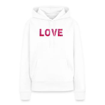 Typographie sincère Amour Amour - Sweat à capuche Premium bio Femme - blanc - Devant - Julia (174cm)