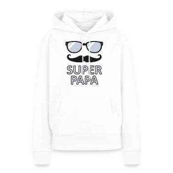 super papa - Sweat à capuche Premium bio Femme - blanc - Devant - Julia (174cm)