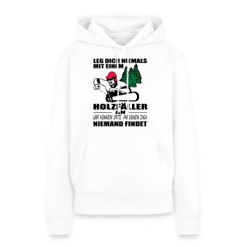 Holzfäller mit Motorsäge - Frauen Premium Bio Hoodie - Weiß - Vorne - Julia (174cm)