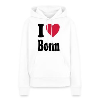 J'adore Bonn - Sweat à capuche Premium bio Femme - blanc - Devant - Julia (174cm)